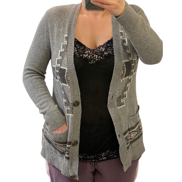 Hollister Aztec Y2K Cardigan Sweater Womens Size L Bella Swan Grandpa Core Boho - Picture 4 of 12